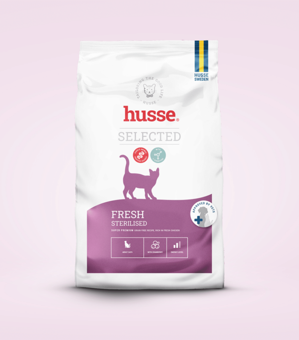 croquettes au poulet sans céréale pour chat stérélisé en bonne santé avec husse