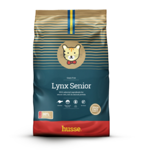 croquettes pour chat senior en bonne santé avec husse