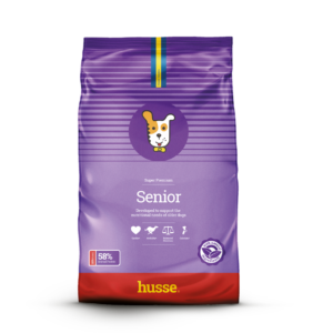 croquettes pour chien senior de petite taille en bonne santé avec husse