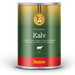 Morceaux en sauce au veau pour chien adulte à activité normale en bonne santé avec husse