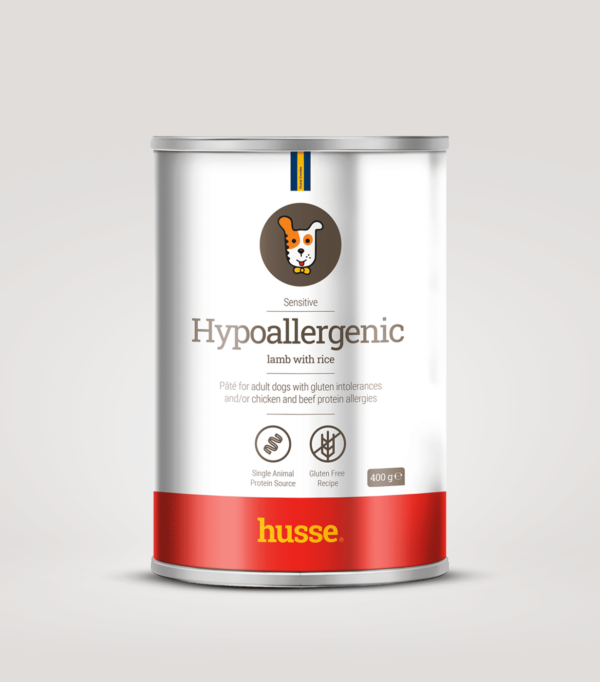 pâté hyppoallergénique pour chien en bonne santé avec husse