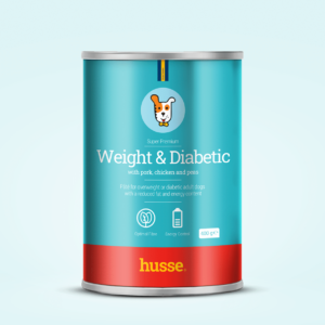 pâté pour chien en surpoids et diabétique en bonne santé avec husse