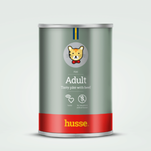 pâtée au boeuf pour chat adulte en bonne santé avec husse