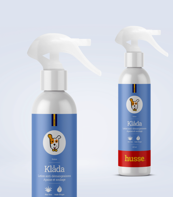 Spray anti-démangeaisons pour chien en bonne santé avec husse