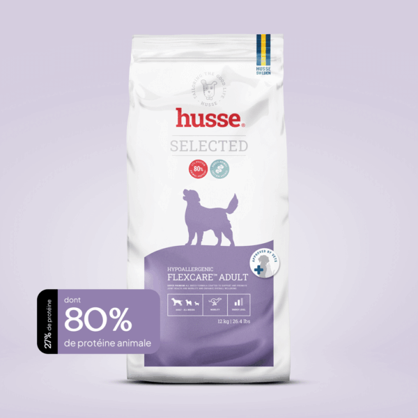 croquettes hypoallergenique et soutien des articulations pour chien adult en bonne santé avec husse